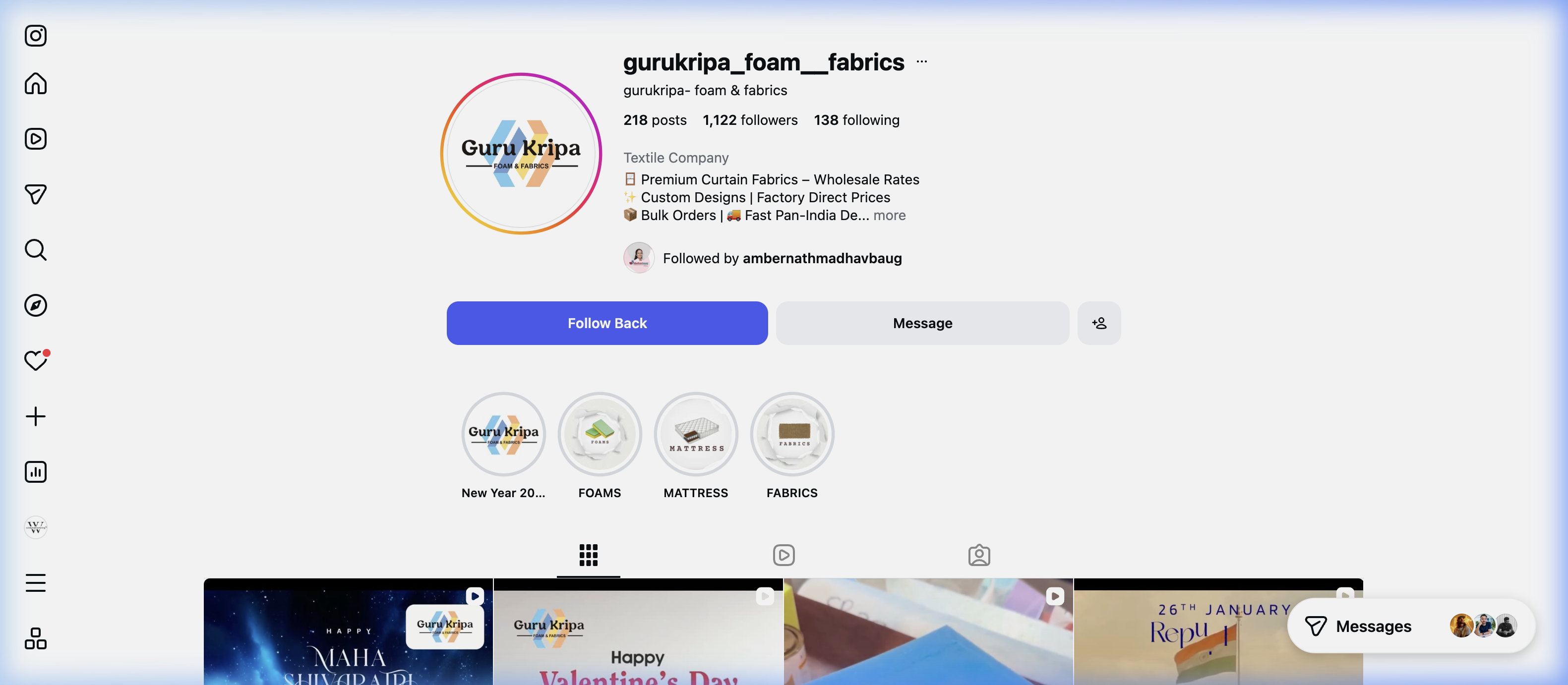 Guru Kripa Foams Instagram